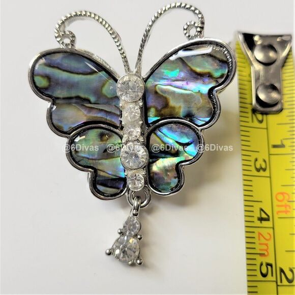 ABALONE Colored Butterfly Pendant Brooch Necklace - NWOT - Picture 5 of 8